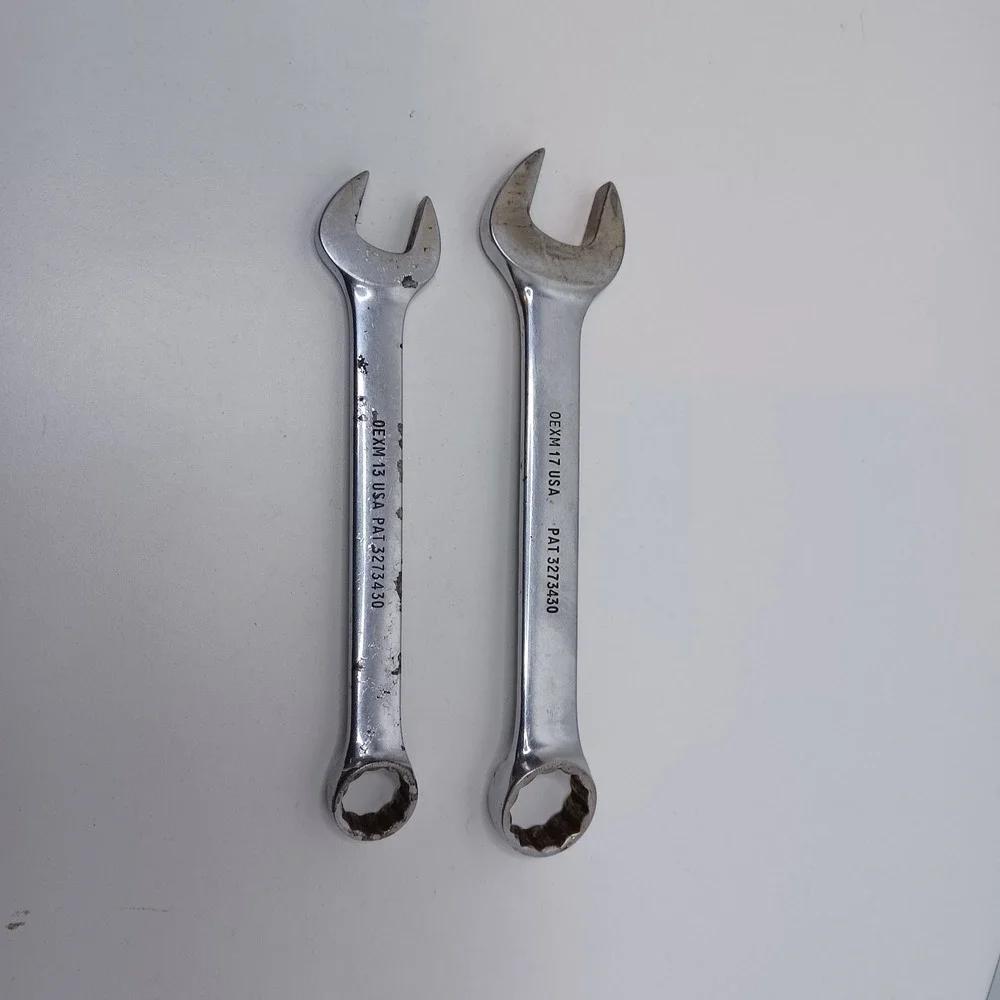 LOT of 2‎ Snap-on Chrome Open Combo Wrenches OEXM 17 OEXM 13 Vintage